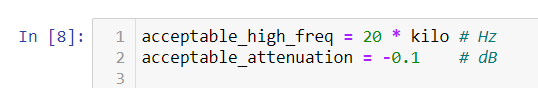 Acceptable Attenuation at high frequencies