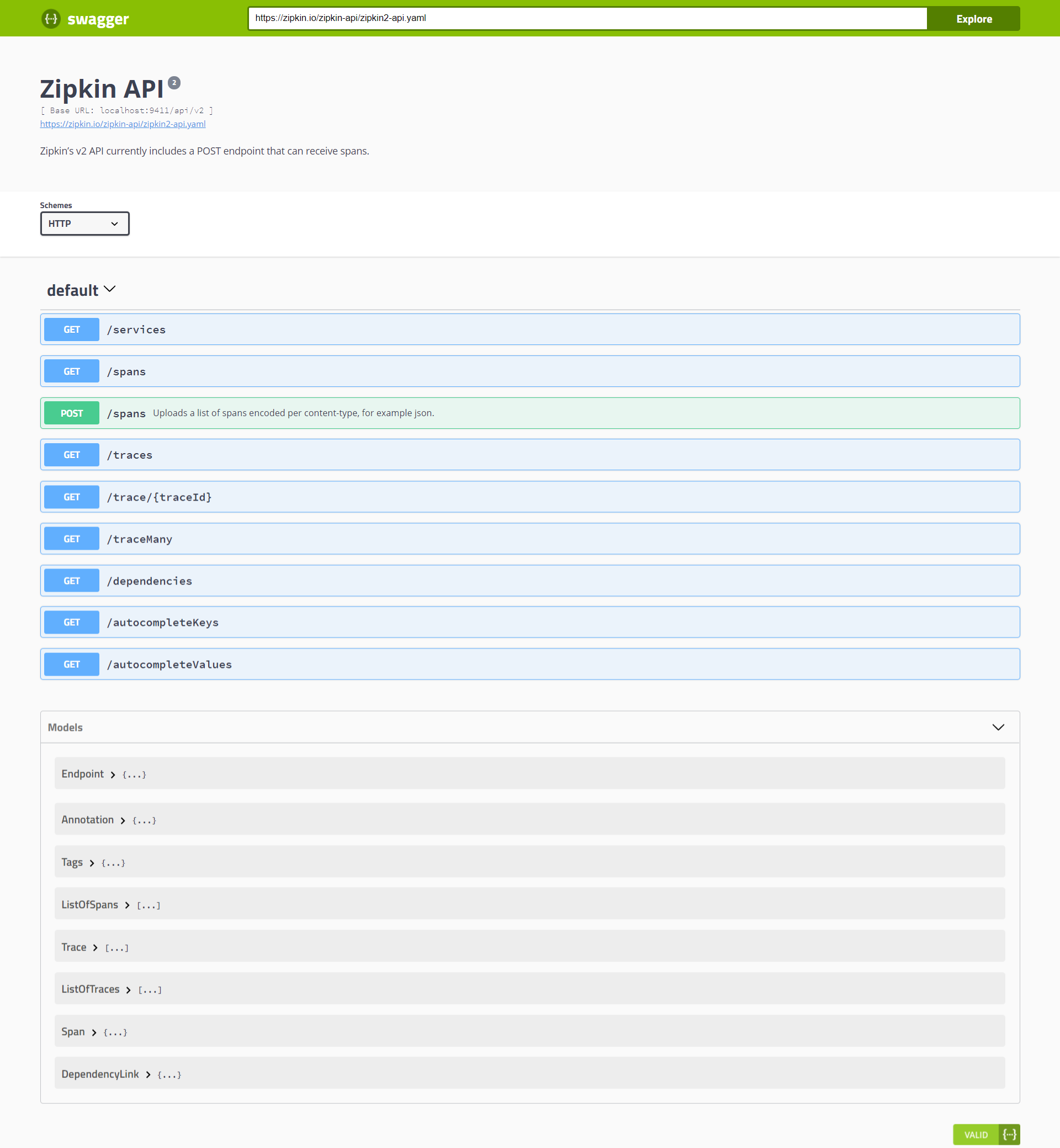 Zipkin Swagger API