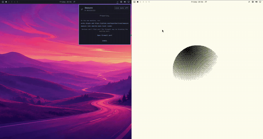 Pairing a device and pushing the setup