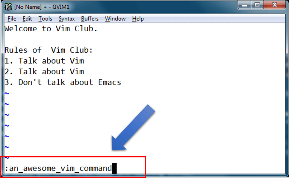 vim command mode example