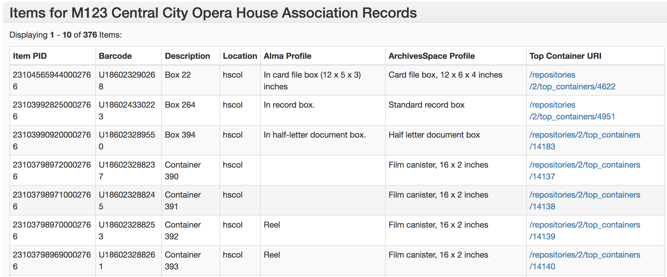 Item results from the Alma Integrations plugin