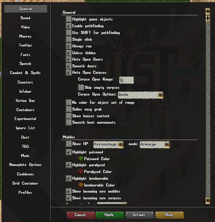 Options Menu