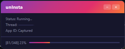 unInsta panel showing the simple unsend interface