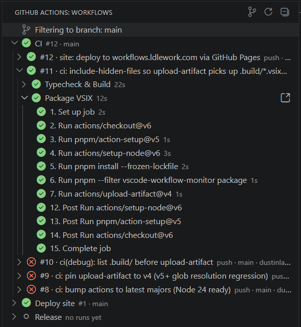 Workflow Monitor sidebar