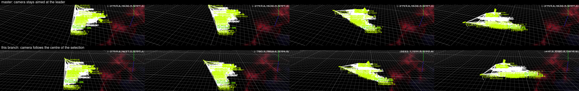 Group rotate with look-at on, master (top) and this branch (bottom)