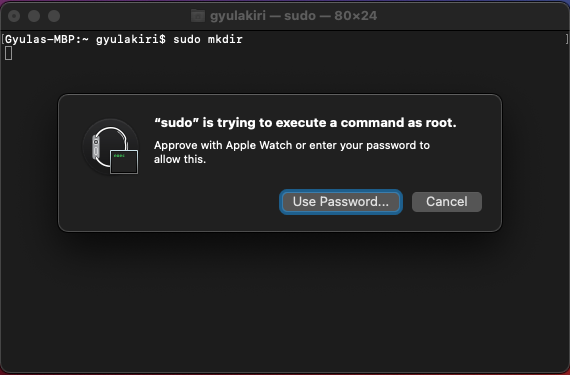 Apple Watch authenticating with sudo
