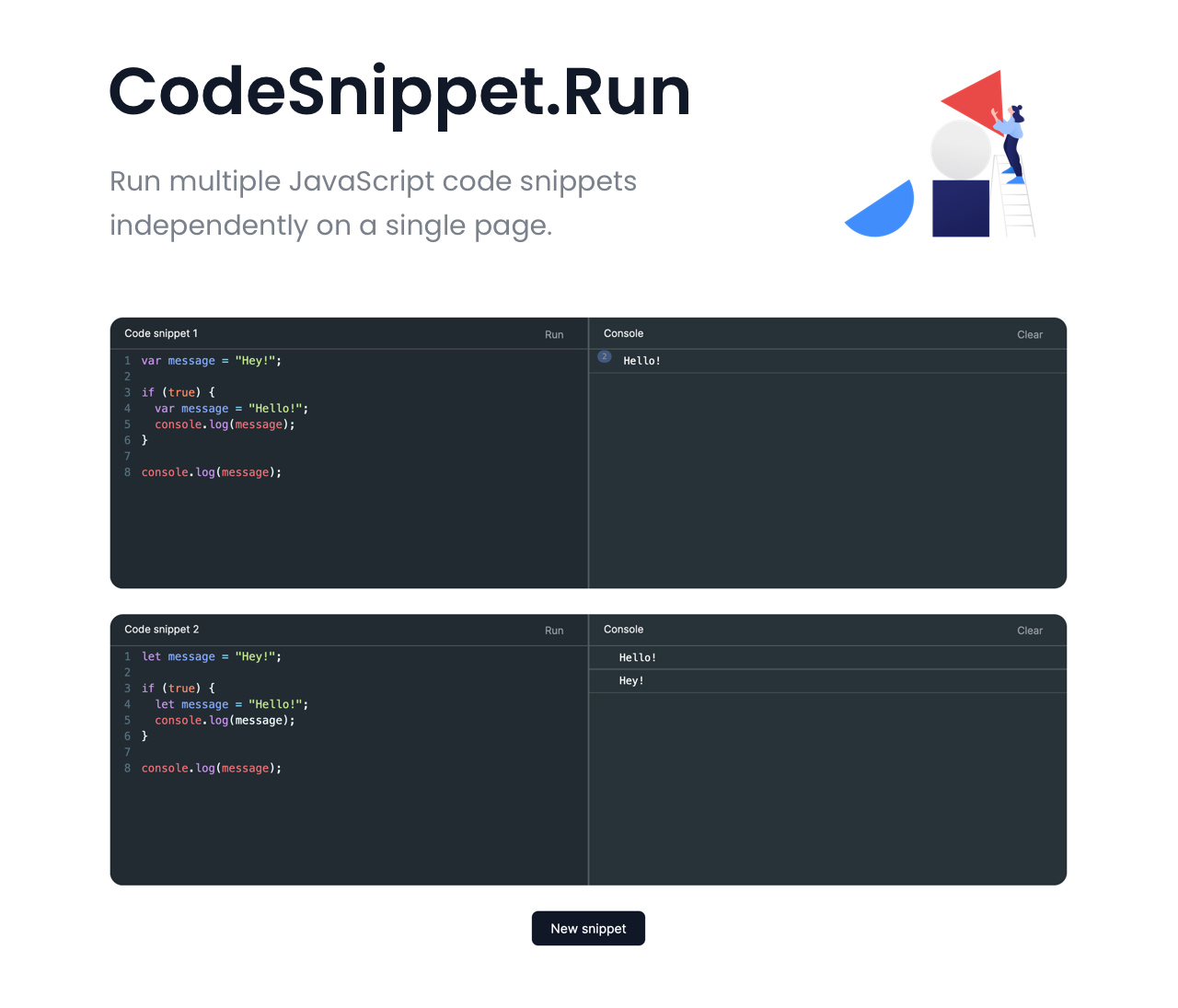 Code snippet website example