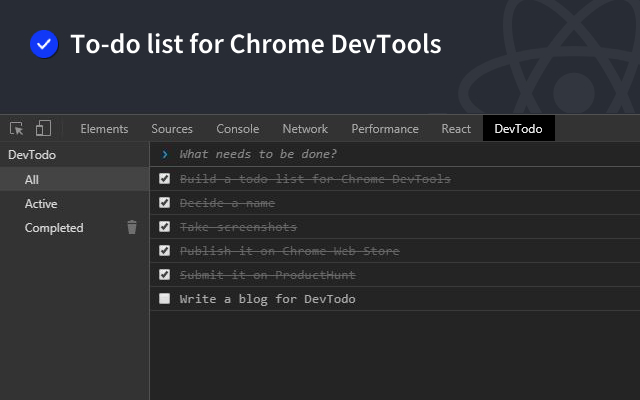 To-do list for Chrome Developer Tools - Dark Theme