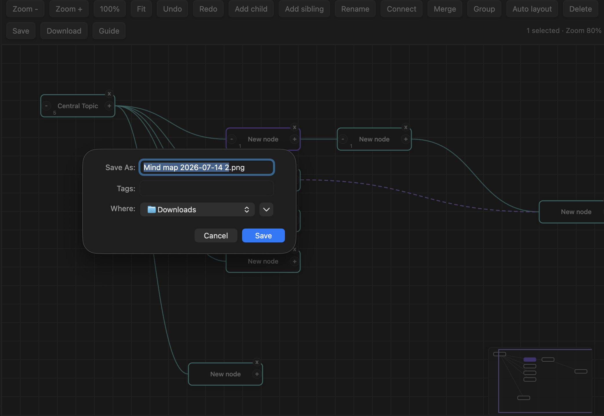 Export a mind map