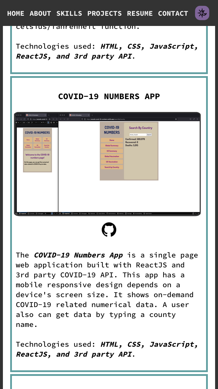 Mobile projects view