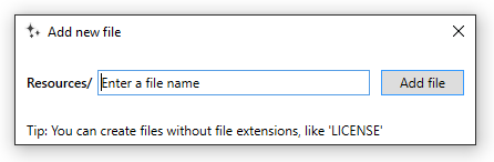 Add new file dialog