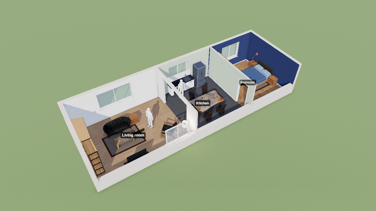 A furnished flat in Stage, seen from above