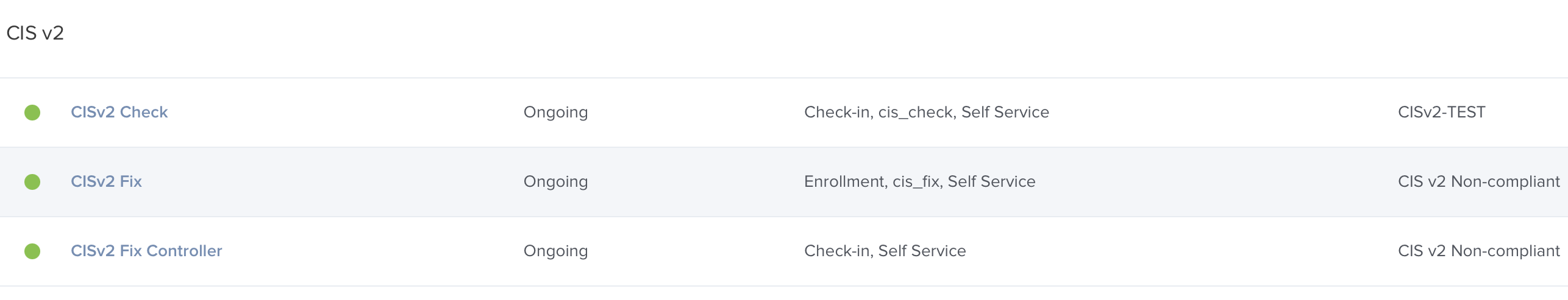 three policies in the policy list