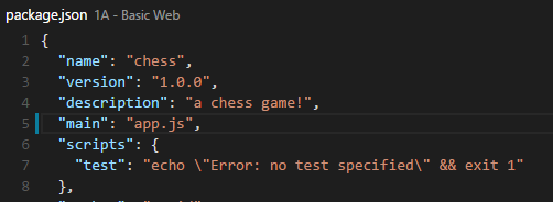 package.json in VSCode