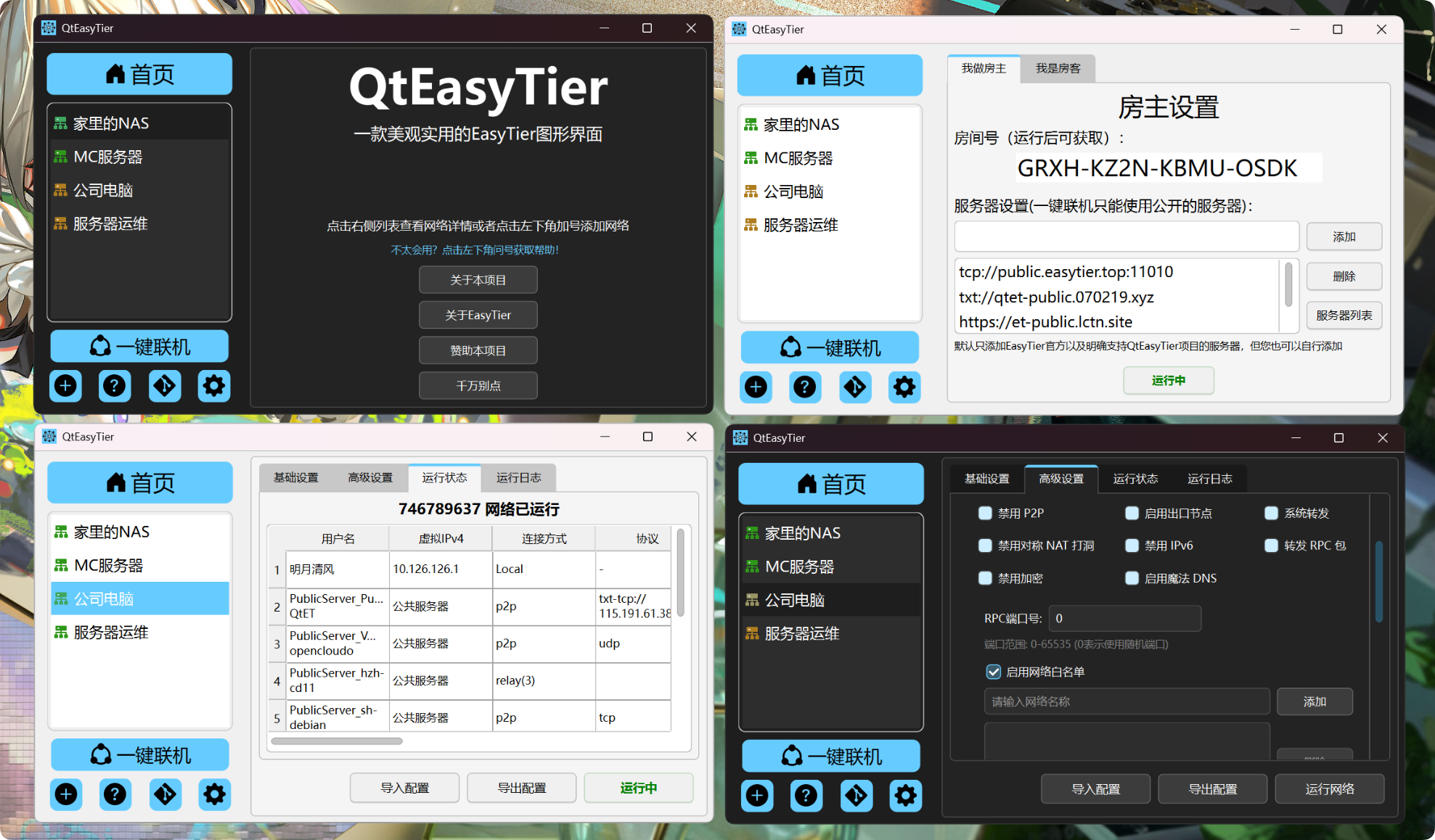 QtEasyTier 界面展示