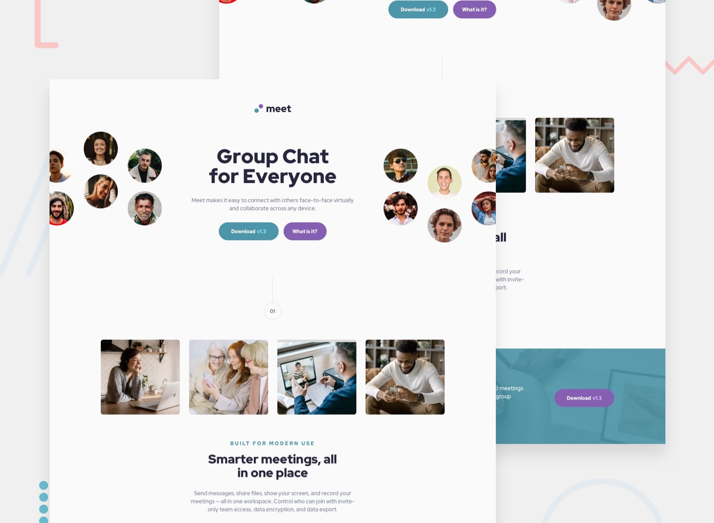 Design preview for the Meet Landing page coding challenge