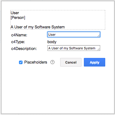 Data Editor Dialog to set the oroperties