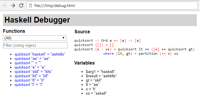 Debug view output