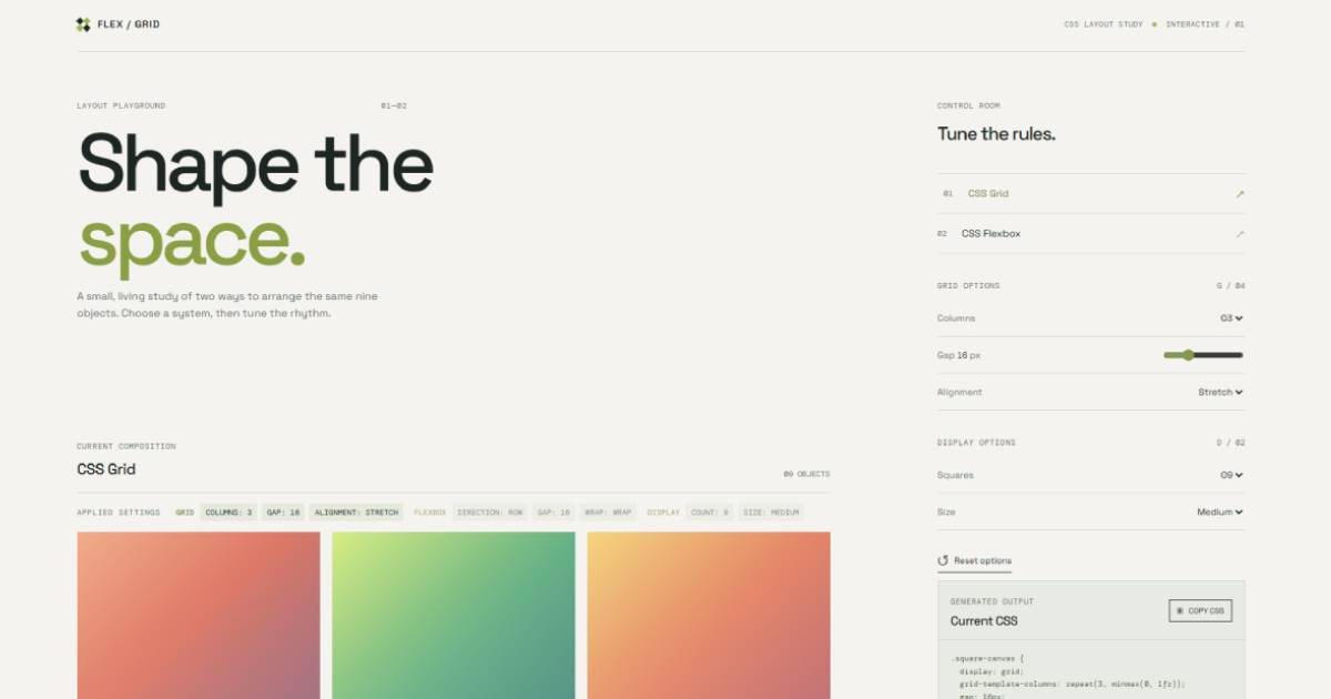 Flex / Grid Playground preview