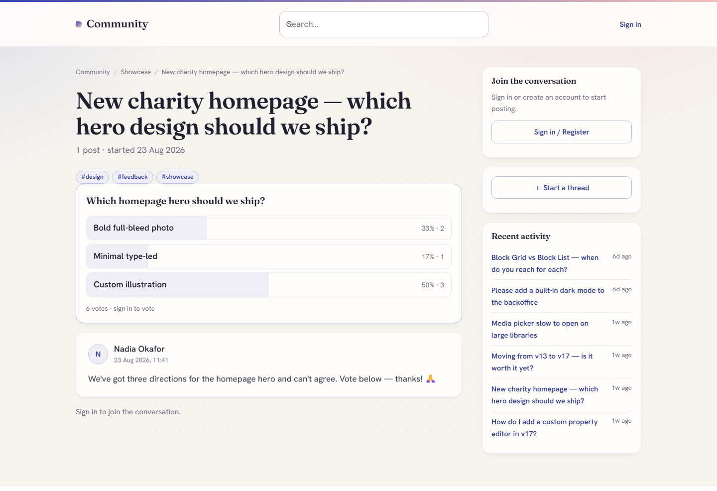 A poll with live results