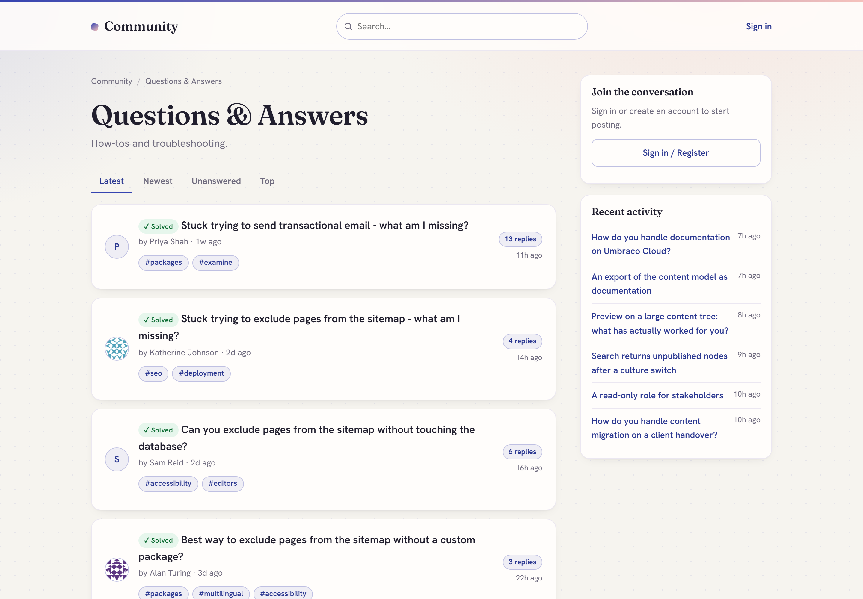 A Q&A board