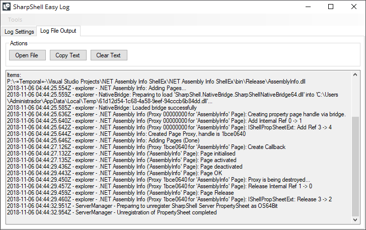 SharpShell Easy Log