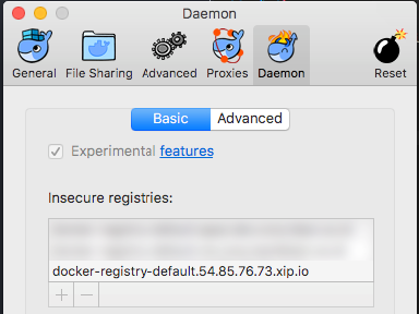 Docker Insecure Registries Screenshot