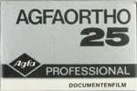 Agfa AGFAORTHO 25 Professional (non-DX coded) film packaging