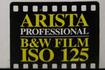 Ilford Arista Professional B&W Film ISO 125 film packaging