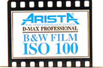 Ilford Arista D-MAX Professional B&W Film ISO 100 film packaging