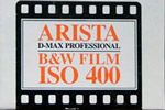 Ilford Arista D-MAX Professional B&W Film ISO 400 film packaging