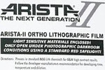 Arista II Ortho Lithographic film "The Next Generation" film packaging
