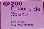Konica Boots Colourslide (ISO 200) film packaging