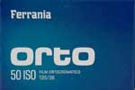 Ferrania Orto 50 ISO ortocromatica B&W film packaging