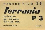 Ferrania pancro P.3 28° pancromatica P3 film packaging