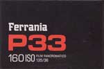 Ferrania pancro P33 (2024 version) – 160 ASA B&W pancromatica film packaging