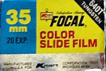 Ferrania Focal Color Slide Film Tungsten ASA 640T - K-mart brand F... film packaging