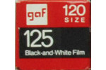 GAF 125 ASA Black & White film packaging