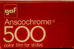 Ansco / GAF Anscochrome D500 film packaging
