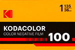 Kodak Kodacolor 100 (new, Eastman) film packaging
