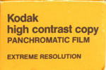 Kodak High Contrast Copy Panchromatic HC-135 film packaging