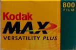 Kodak Max versatility plus 800 film packaging
