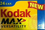 Kodak Max versatility 400GC (first version?) film packaging