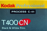 Kodak Professional T400CN (T-Max B&W C-41) – Code 5021 / 6021 film packaging
