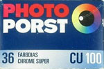 Agfa Porst Chrome Super CU100 film packaging