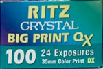 Ritz Crystal Big Print 100 QX100 film packaging