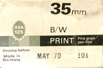 Sears B/W PRINT Fine Grain Pan Film ASA 125 (Germany) film packaging