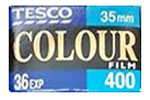 TESCO COLOUR Film 400 ISO film packaging