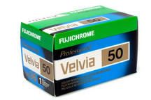 Fujifilm Fujichrome Velvia 50 (RVP50) film packaging