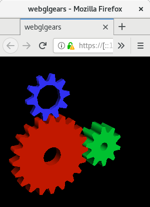 Screenshot of webglgears running on Firefox